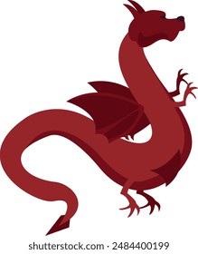Red dragon vector illustration. Cute dragons in cartoon style