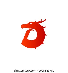 red dragon vector illustration for logo. flat dragon logo