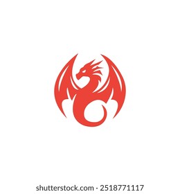 Red dragon vector logo illustration design