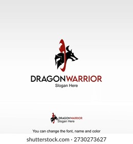 Red Dragon Warrior Logo Template Design Vector. An aggressive dragon symbol representing strength, authority, and fearlessness.