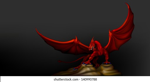 red dragon wings revealed on a black background