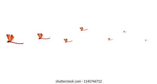 Red dragonfly autumn sky background