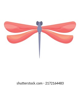 Red dragonfly icon cartoon vector. Wing bug. Nature insect