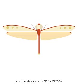 insecto de libélula roja. Decoración decorativa. Ilustración vectorial de insectos geométricos en estilo plano