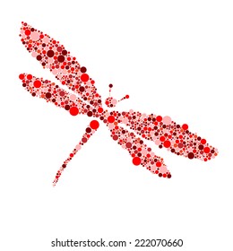 red dragonfly isolated on white vector illustration