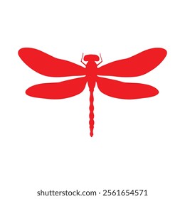 Red dragonfly silhouette icon vector illustration design on white background.