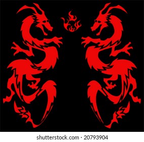 Red dragons with the pearl