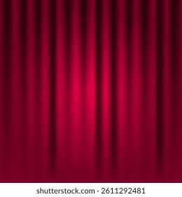 Red draped curtain background. Closed vip curtains for theater stage, cinema, casino, theater, events, show, opera, circus. Vector cloth drapes with empty copy space