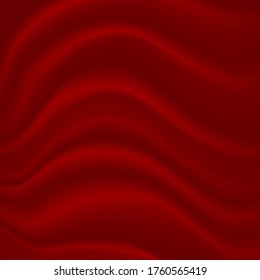 Red draped satin fabric texture. vector illustration