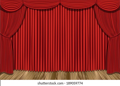 Red drapes curtain. gradient mash. Vector illustration
