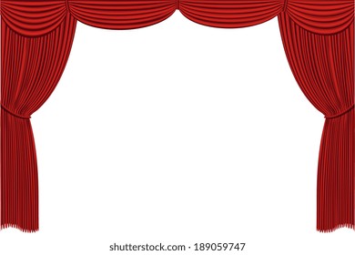 Red drapes curtain. No mash no gradient. Vector