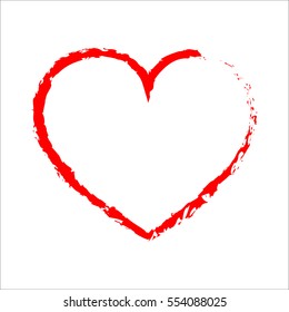 Red drawing heart. Red heart icon. Vector illustration. Silhouette of heart is designed to Valentine's Day. Symbol of love.