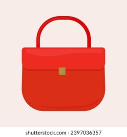 Red drawing of a women`s handbag. Vector illustrattion