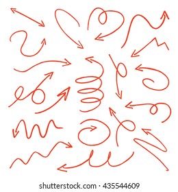 Red Drawn Arrows. Vector Illustration.