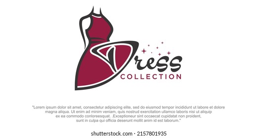 Red Dress boutique or fashion dress logo design vector