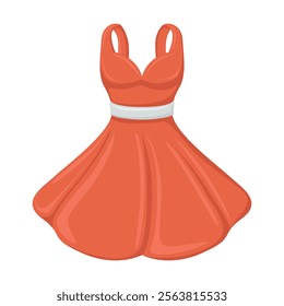 Red Dress Emoji Icon Illustration. Party Clothes Vector Symbol Emoticon Design Doodle Vector.