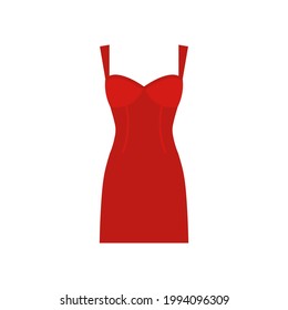 Red Dress Icon. Vector Illustration.	Flat Design. Isolated