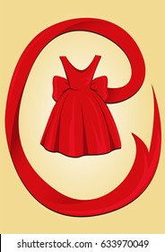 Red dress icon vector Woman clothes