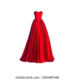 Red dress isolated on white background. Vector illusatrtion.