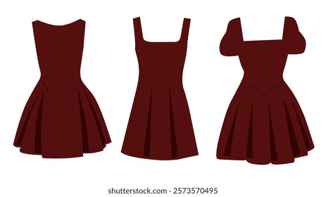 Red dress isolated on white background. Beauty female gown illustration. 