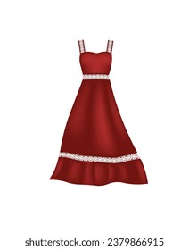 Red dress with lace. vector