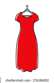 Red dress on hanger