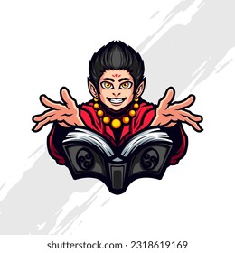 Red Dressed Magic Caster Boy Mascot Logo