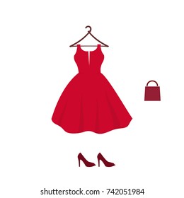 red dress,vector illustration