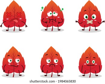 Red dried leaves cartoon character with nope expression. Vector illustration