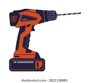 Red drill. Modern flat cartoon illustration isolated on white background