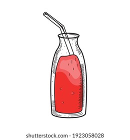 red drink in bottle drawing icon vector illustration design