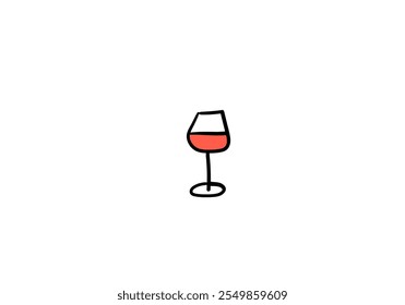 A red drink glass in a children's illustration style, with a white background, as an icon or symbol.

