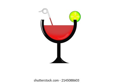 Bebida roja con limón y paja