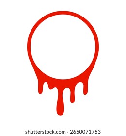 Red Dripping Circle Frame Illustration	