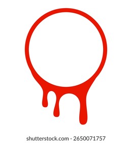 Red Dripping Circle Frame Illustration	