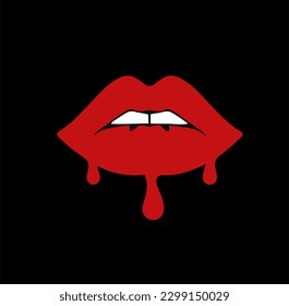 Red dripping lips icon illustration design