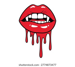 Ilustración labios goteantes rojos