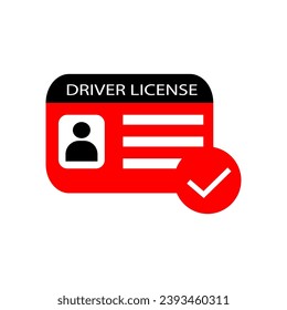 red driver license card icon. concept of driver's personal documents or simple id card with chip. flat cartoon style trend modern logotype graphic art color design isolated on white background