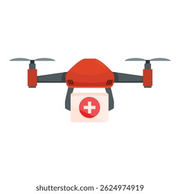 O drone vermelho está entregando um kit de primeiros socorros
