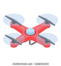 Red drone icon. Isometric of red drone vector icon for web design isolated on white background