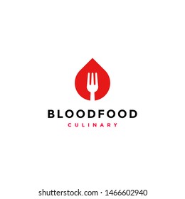 Red drop Blood and fork logo template