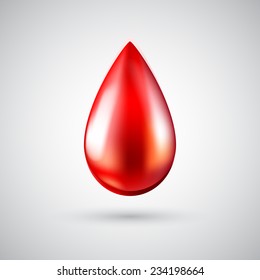 Red drop of blood, vector realistic icon
