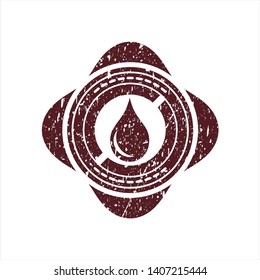 Red drop icon inside distress rubber texture