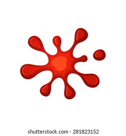 Red Drop on White Background. Blood, Wine or Ketchup. Vector