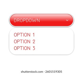 Red dropdown vector illustraion with arrow icon.
