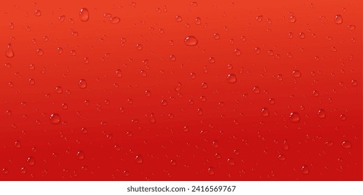 El rojo cae sobre el fondo abstracto. Condensarse en vidrio en el primer plano. El concepto de textura de bebida fría de vino o jugo. Ilustración vectorial de material en un estilo realista.