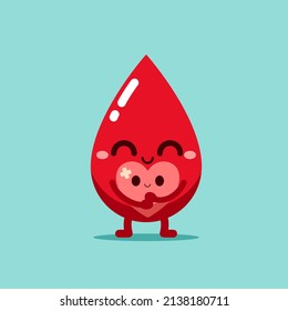 Red Drops of blood hug the wounded heart. Save life. Vector illustration flat cartoon design. blood donation concept.
