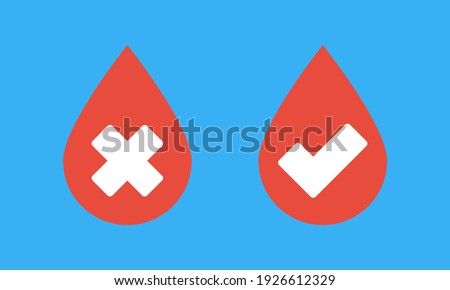 red drops with cross and check mark, vector flat icons