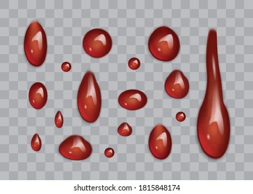 gotas rojas aisladas en el vector de fondo oscuro