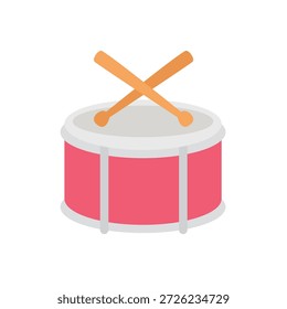 tambor vermelho com bateria tambores marchando banda ritmo de música ritmo baqueta som snare instrumento símbolo emoji ícone ícone vetor ilustração isolado flat